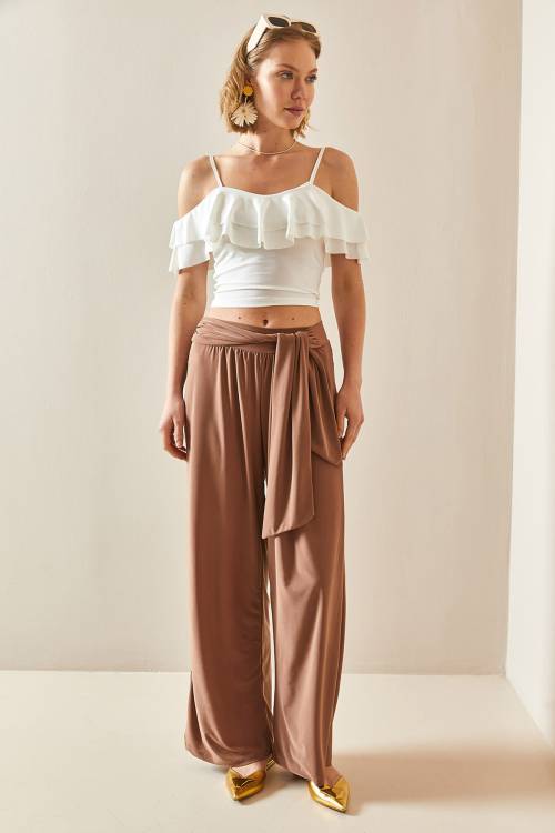 Camel Rengi Salaş Kesim Bol Paça Pantolon 3YXK5-47094-53 - 2