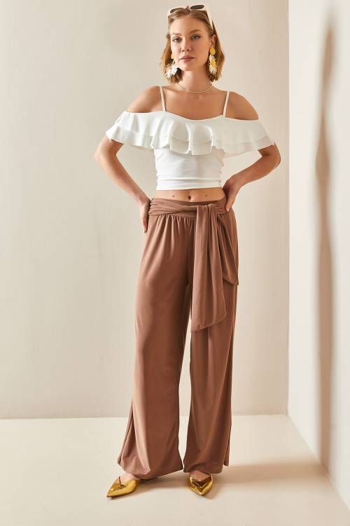Camel Rengi Salaş Kesim Bol Paça Pantolon 3YXK5-47094-53 - 3