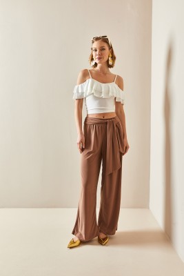 Camel Rengi Salaş Kesim Bol Paça Pantolon 3YXK5-47094-53 - 4