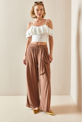 Camel Rengi Salaş Kesim Bol Paça Pantolon 3YXK5-47094-53 - 5