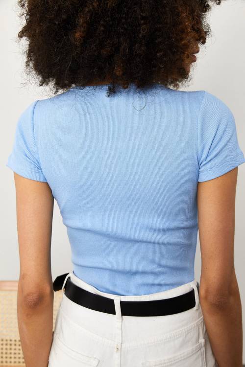 Bebe Mavisi Çıtçıtlı Fitilli Bluz 1YXK2-45013-12 - 7