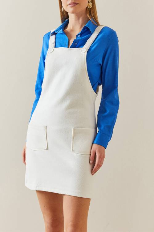 Ekru Cepli Kaşe Mini Salopet 4KXK5-47800-52 - 1