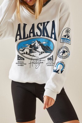 XHAN - Ekru Dik Yaka Fermuarlı Sweatshirt 4KXK8-47770-52