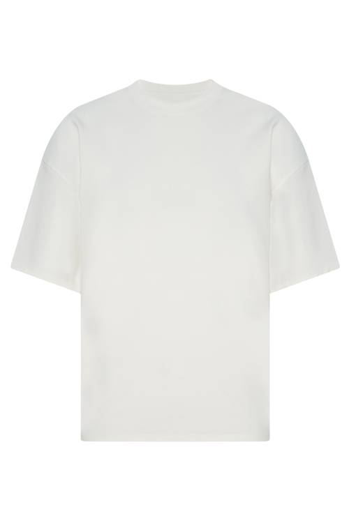 Ekru Kalın Ribanalı Oversize Tişört 2YXE2-45947-52 - 1