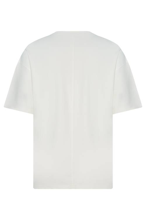 Ekru Kalın Ribanalı Oversize Tişört 2YXE2-45947-52 - 3