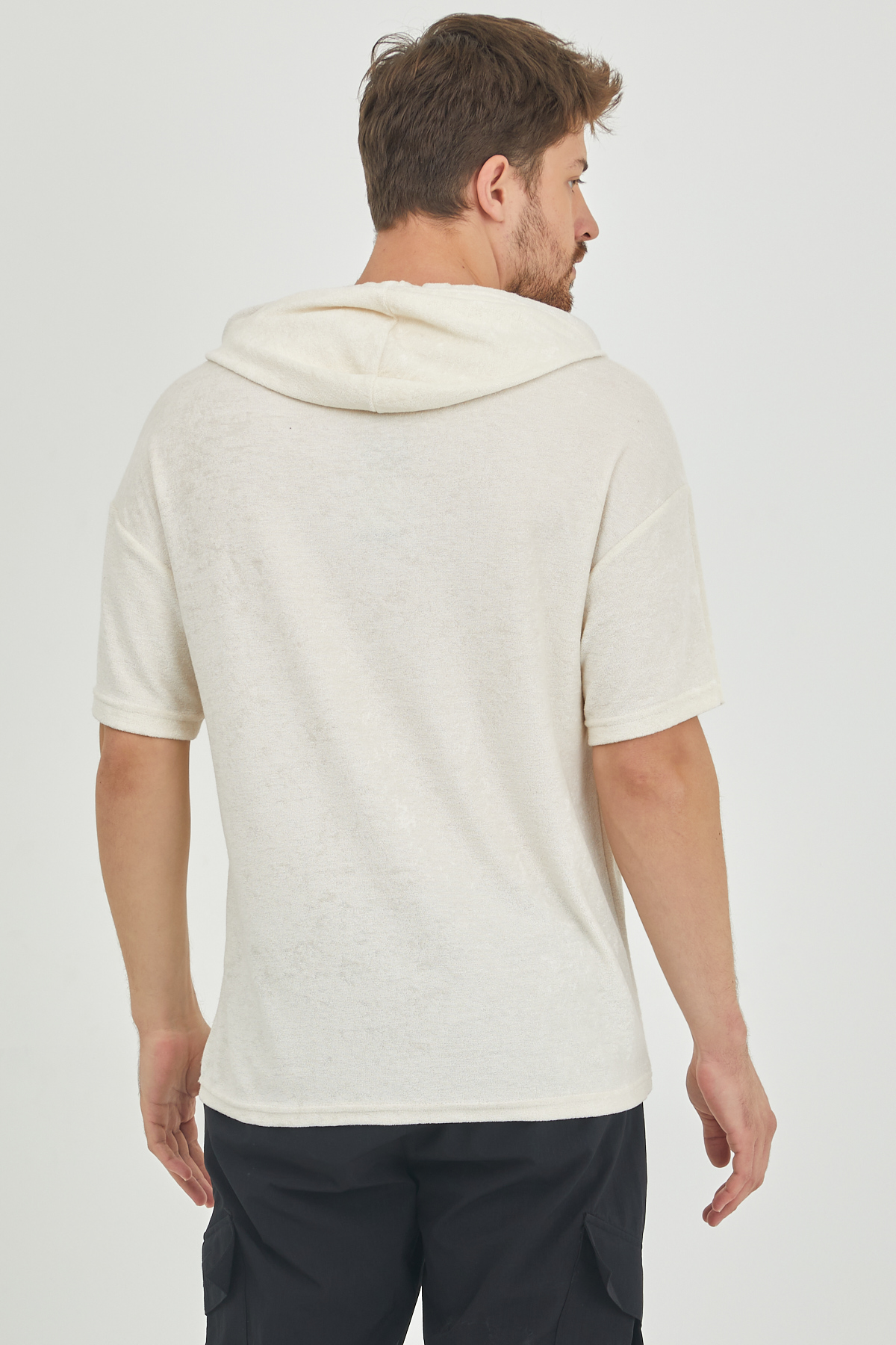 Ekru Kısa Kol Baharlık Kapüşonlu Sweatshirt 1KXE8-44653-52 - 5