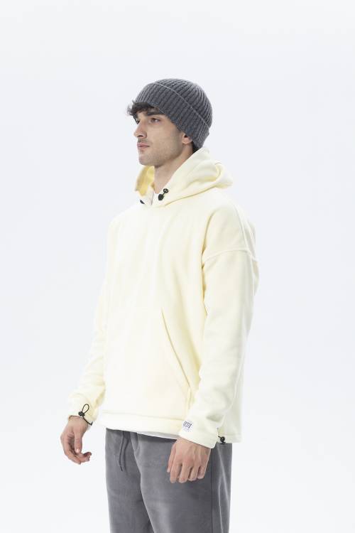 Ekru Oversize Kapüşonlu Polar Sweatshirt 2KXE8-45511-52 - 2