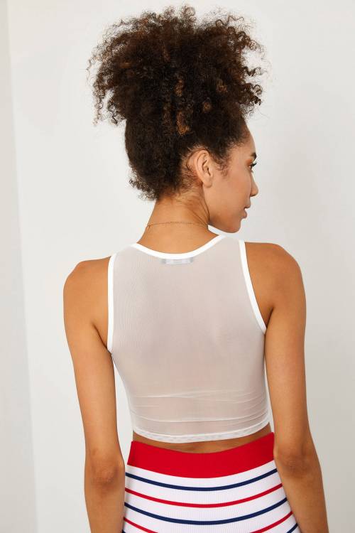 Ekru Tül Detaylı Crop Top Bluz 1YXK2-45195-52 - 8