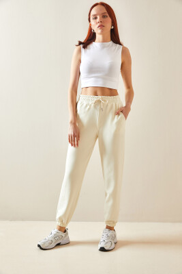 Ekru Yüksek Bel Jogger Eşofman Altı 5YXK8-48184-52 - 2