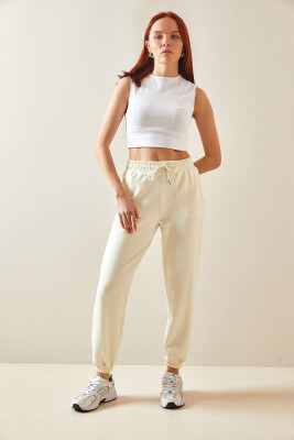 Ekru Yüksek Bel Jogger Eşofman Altı 5YXK8-48184-52 - 3