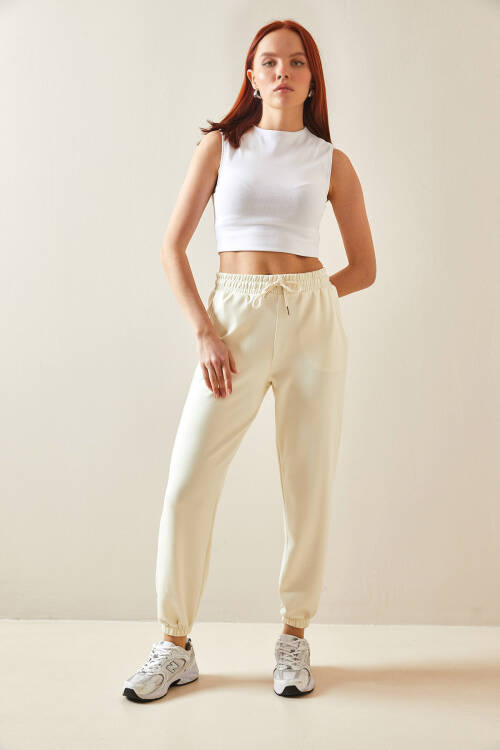 Ekru Yüksek Bel Jogger Eşofman Altı 5YXK8-48184-52 - 3
