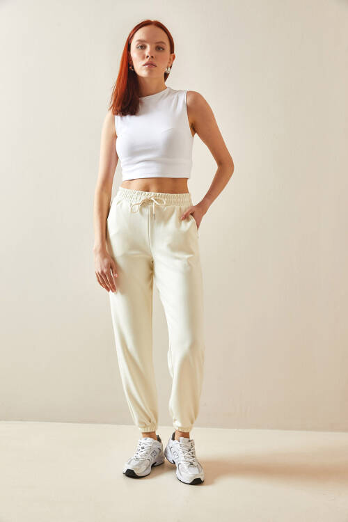 Ekru Yüksek Bel Jogger Eşofman Altı 5YXK8-48184-52 - 4