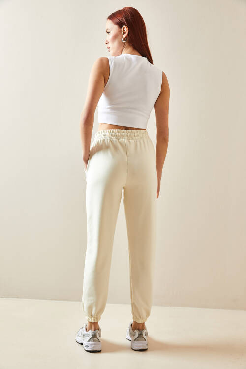 Ekru Yüksek Bel Jogger Eşofman Altı 5YXK8-48184-52 - 5