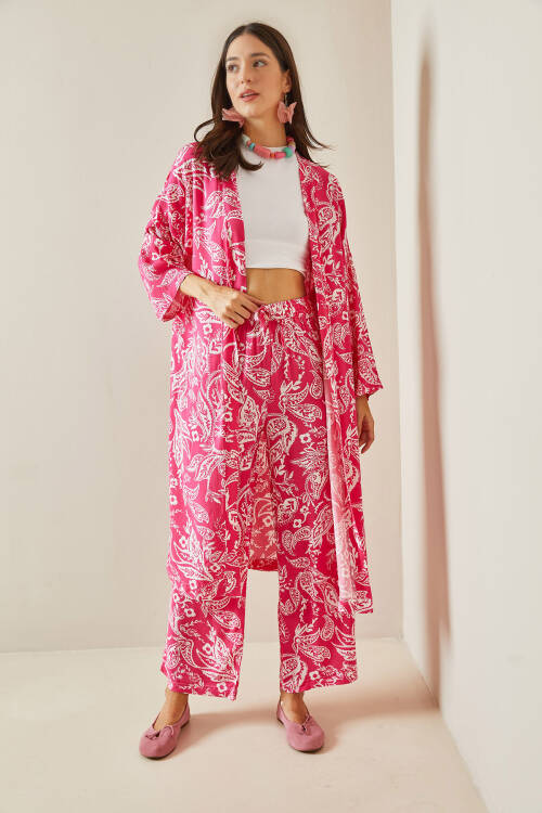 Fuşya Desenli Kimono Takım 5YXK8-48669-07 - 3