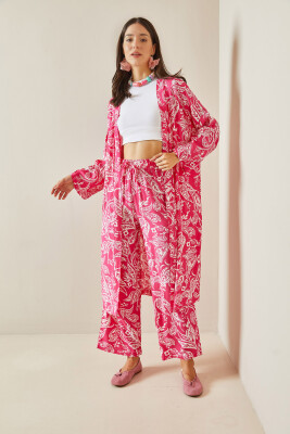 Fuşya Desenli Kimono Takım 5YXK8-48669-07 - 5