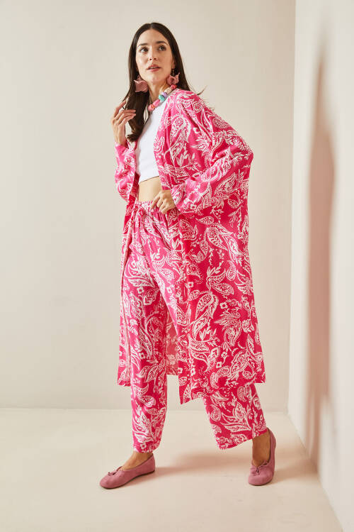 Fuşya Desenli Kimono Takım 5YXK8-48669-07 - 6