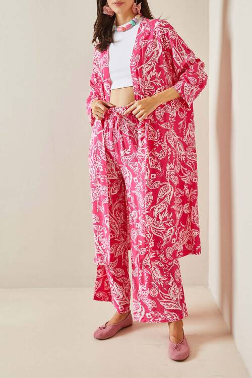Fuşya Desenli Kimono Takım 5YXK8-48669-07 - 1