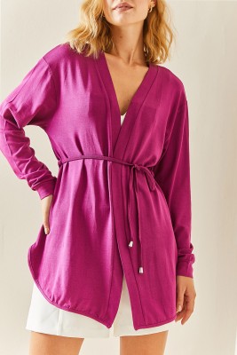 XHAN - Fuşya Dökümlü Örme Kimono 3YXK4-47545-07