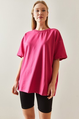 Fuşya Oversize Basic Tişört 3YXK1-47087-07 - 2
