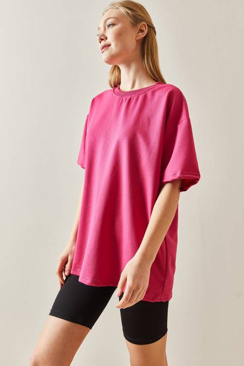 Fuşya Oversize Basic Tişört 3YXK1-47087-07 - 5