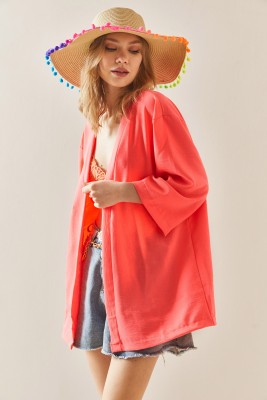 XHAN - Fuşya Oversize Dokulu Kimono 3YXK4-46988-07