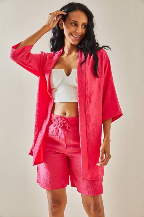 XHAN - Fuşya Şortlu Kimono Takım 3YXK8-47422-07