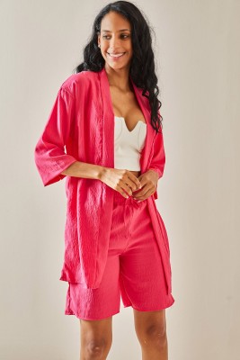 Fuşya Şortlu Kimono Takım 3YXK8-47422-07 - 2
