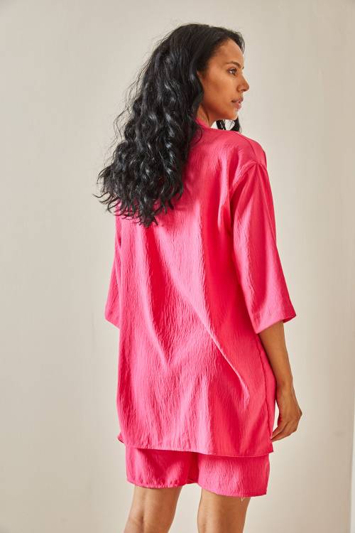 Fuşya Şortlu Kimono Takım 3YXK8-47422-07 - 6