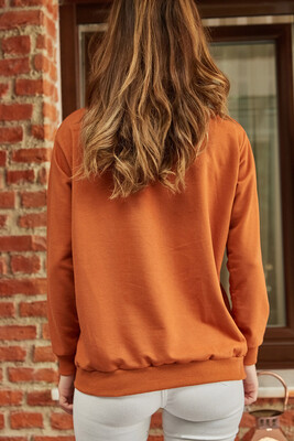 Kiremit Gazete Baskılı Sweatshirt 9YXK8-41842-16 - 2