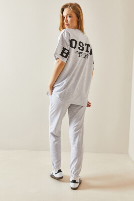 Gri Arkası Yazılı Oversize Eşofman Takımı 5YXK8-48041-03 - 2