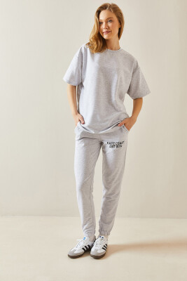 Gri Arkası Yazılı Oversize Eşofman Takımı 5YXK8-48041-03 - 3