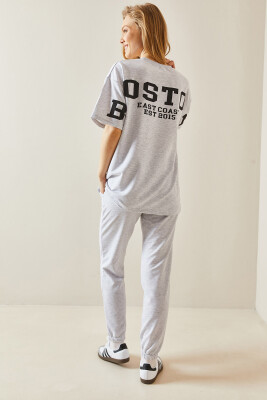 Gri Arkası Yazılı Oversize Eşofman Takımı 5YXK8-48041-03 - 5