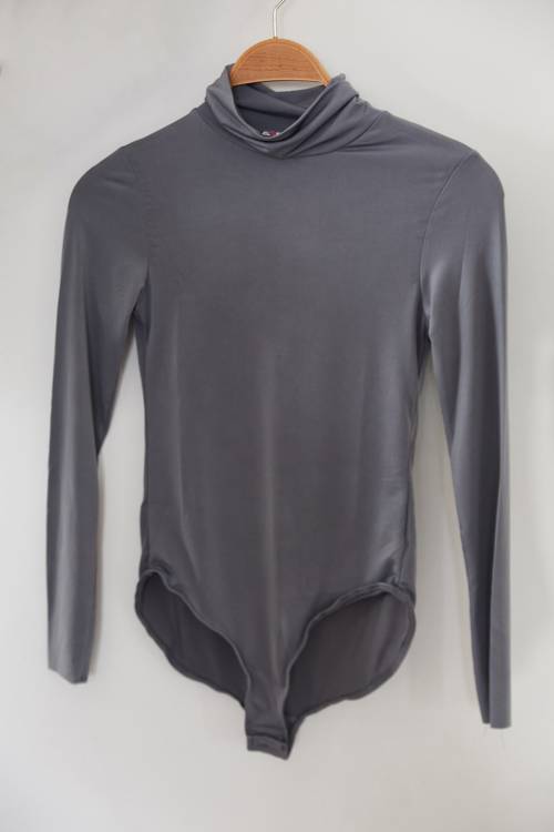 Gri Balıkçı Yaka Çıtçıtlı Örme Body 2KXK2-45667-03 - 2