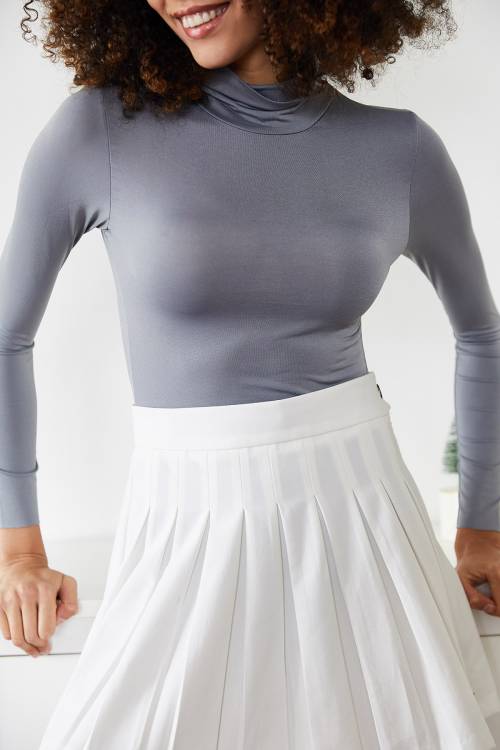 Gri Balıkçı Yaka Çıtçıtlı Örme Body 2KXK2-45667-03 - 4