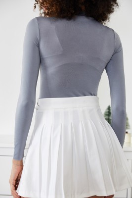 Gri Balıkçı Yaka Çıtçıtlı Örme Body 2KXK2-45667-03 - 6