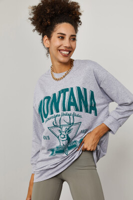 Gri Baskılı Detaylı Kapüşonlü Sweatshirt 3YXK8-47143-03 - 4