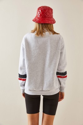 Gri Baskılı & Fermuarlı Sweatshirt 4KXK8-47769-03 - 8