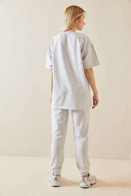 Gri Baskılı Oversize Eşofman Takımı 5YXK8-48086-03 - 7