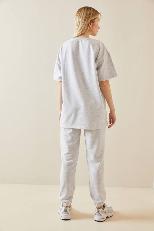 Gri Baskılı Oversize Eşofman Takımı 5YXK8-48086-03 - 7