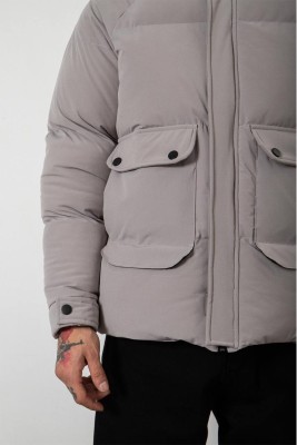 Gri Çift Cepli Oversize Şişme Mont 3KXE4-46520-03 - 2