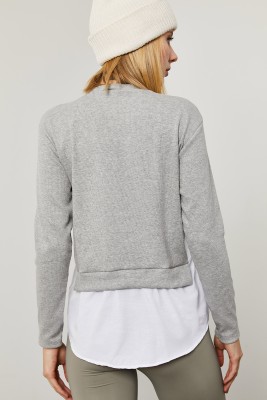 Gri Eteği Dokuma Sweatshirt 2KXK2-45807-03 - 6