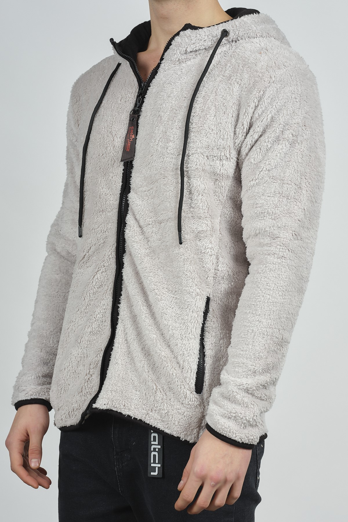 Gri Fermuarlı Kapüşonlu Peluş Sweat 1KXE8-44271-03 - 3