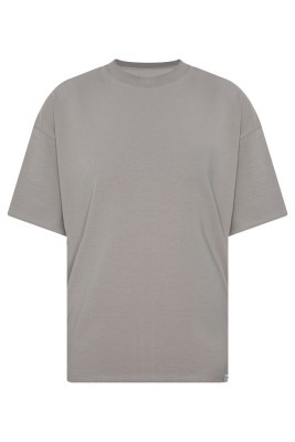 XHAN - Gri Kalın Ribanalı Oversize T-Shirt 2YXE2-45947-03