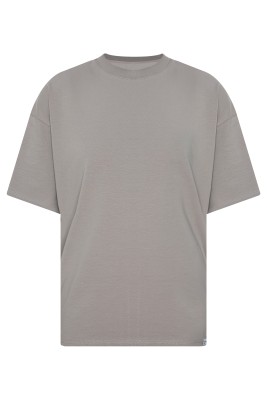 Gri Kalın Ribanalı Oversize Tişört 2YXE2-45947-03 