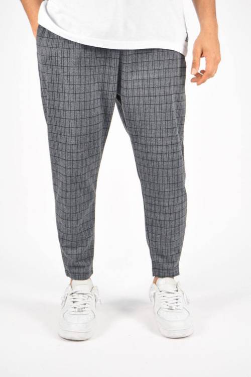XHAN - Gri Kare Desen Relaxed Pantolon 3YXE5-46971-03