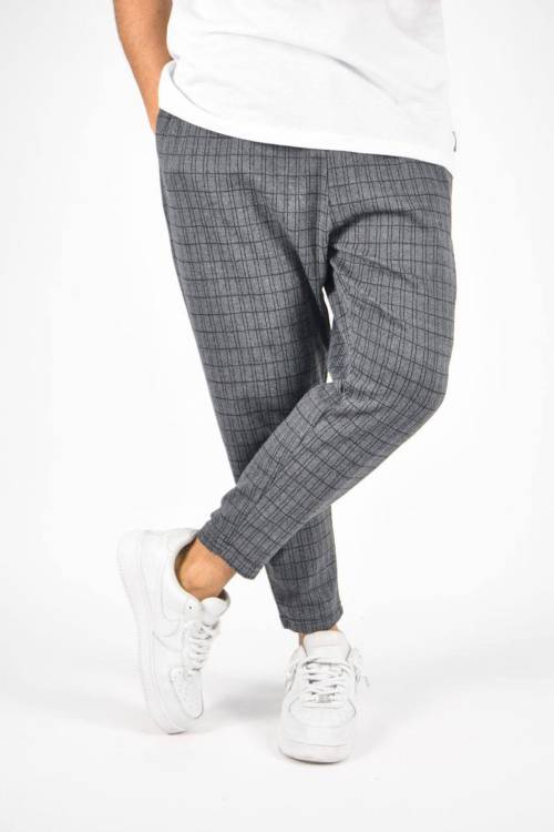 Gri Kare Desen Relaxed Pantolon 3YXE5-46971-03 - 2