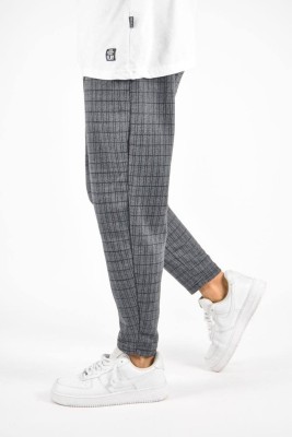 Gri Kare Desen Relaxed Pantolon 3YXE5-46971-03 - 3