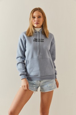 Gri Melanj Şardonlu & Kapüşonlü Sweatshirt 4KXK8-47834-32 - 3