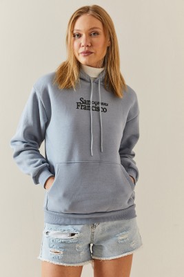 Gri Melanj Şardonlu & Kapüşonlü Sweatshirt 4KXK8-47834-32 - 4