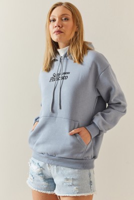 Gri Melanj Şardonlu & Kapüşonlü Sweatshirt 4KXK8-47834-32 - 5